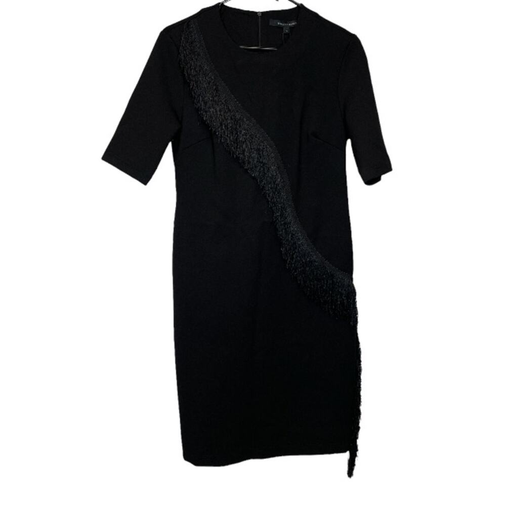 Walter Baker Patrice Black Half Sleeve Fringe Sheath Dress‎ Size L
